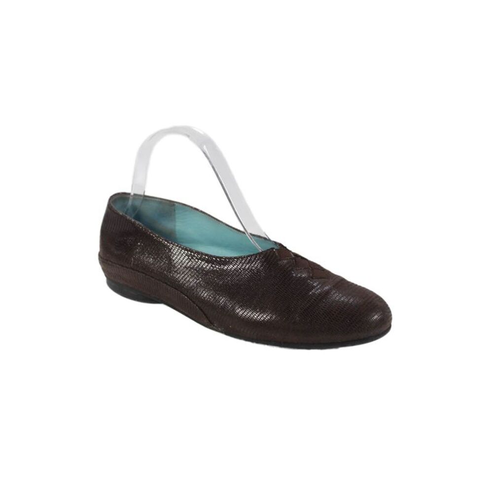 Thierry Rabotin Womens Leather Snakeskin Print Ballet Flats Brown Size 36 6